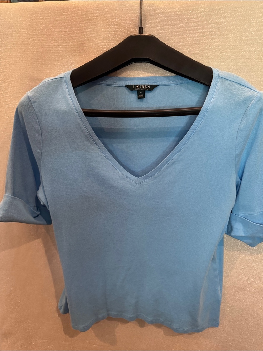Lauren Ralph Lauren Sky Blue V-Neck Short Sleeve Tee